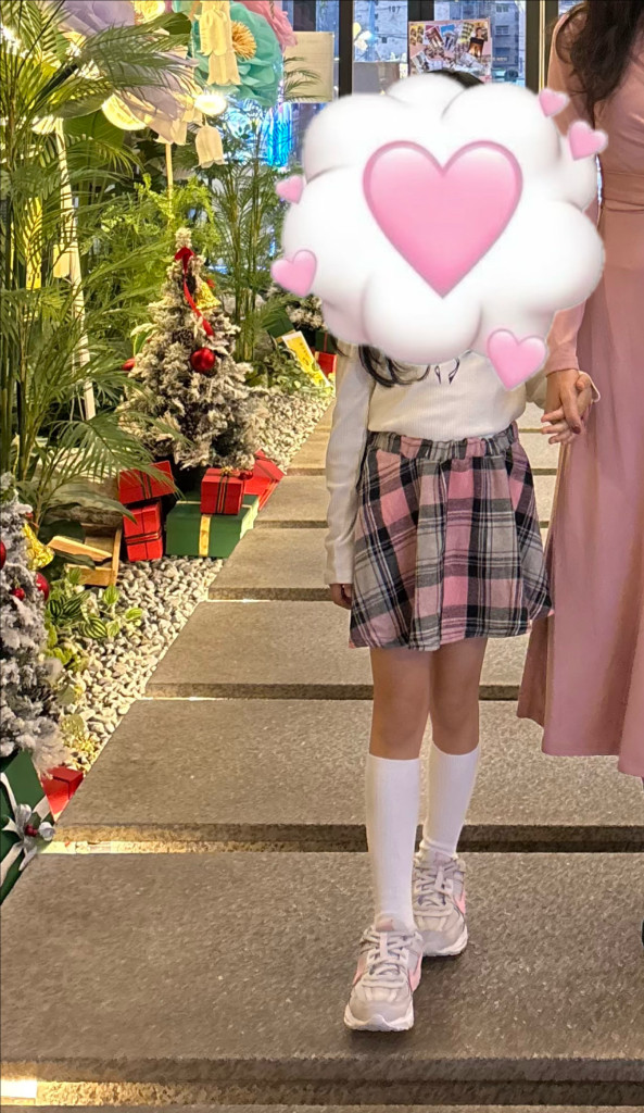 하로하로 키즈 체크 스커트 핑크--4