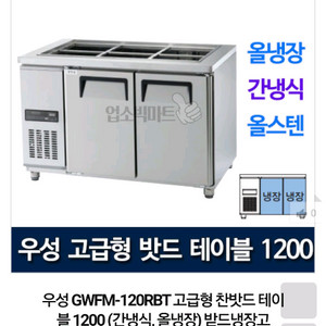 업소용 스테인리스1200 간냉식테이블냉장고와스텐선반