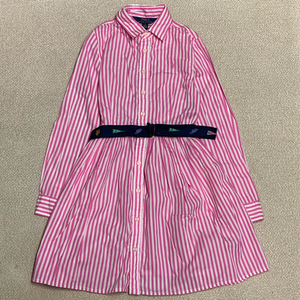 (정품) 폴로 신형 키즈 핑크 스트라이프 셔츠 벨트 원피스 8세