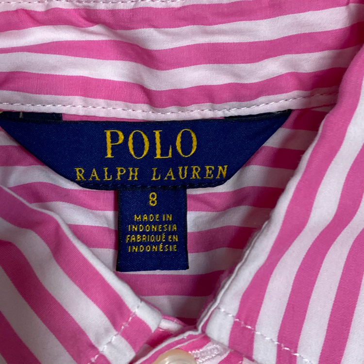 (정품) 폴로 신형 키즈 핑크 스트라이프 셔츠 벨트 원피스 8세--3