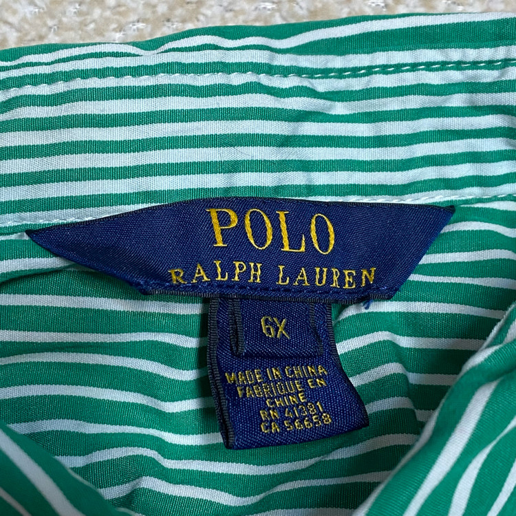 (정품) 폴로 신형 키즈 그린 스트라이프 셔츠 벨트 원피스 6세--3
