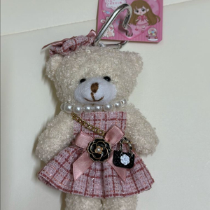 블링블링/곰돌이 진주목걸이 가방 키링 /테디베어 인형 키링/체크원피스