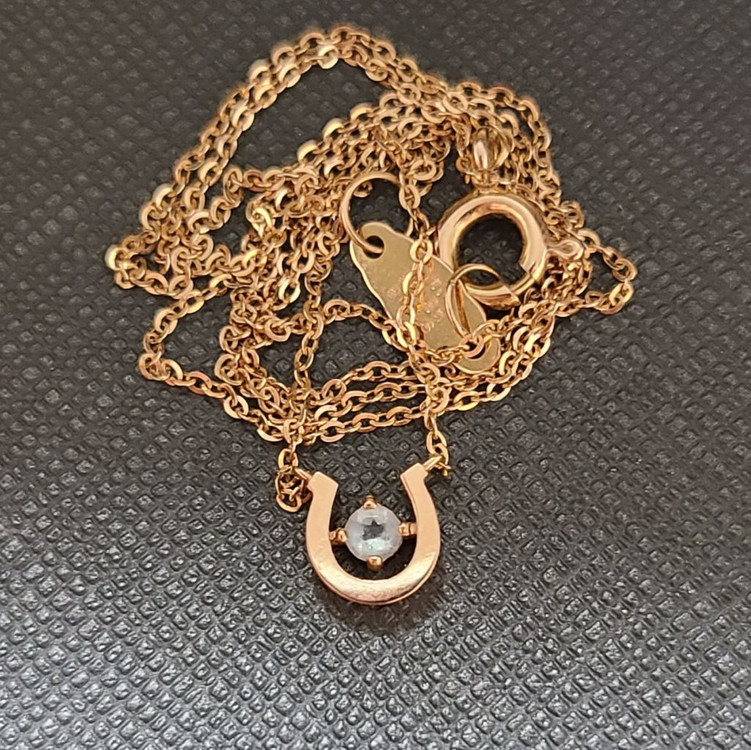 (정가 64만원) 풀박스 스톤헨지 14k 럭키유 아쿠아마린 목걸이--3