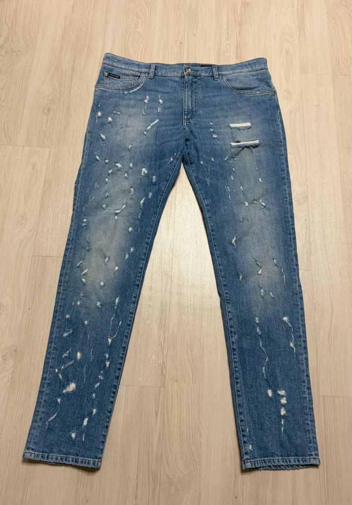 백화점 새제품)돌체앤가바나 슬림핏 데미지 청바지.명품바지.기본템.남자청바지.데님.워싱팬츠.56사이즈.XL.XXL--0