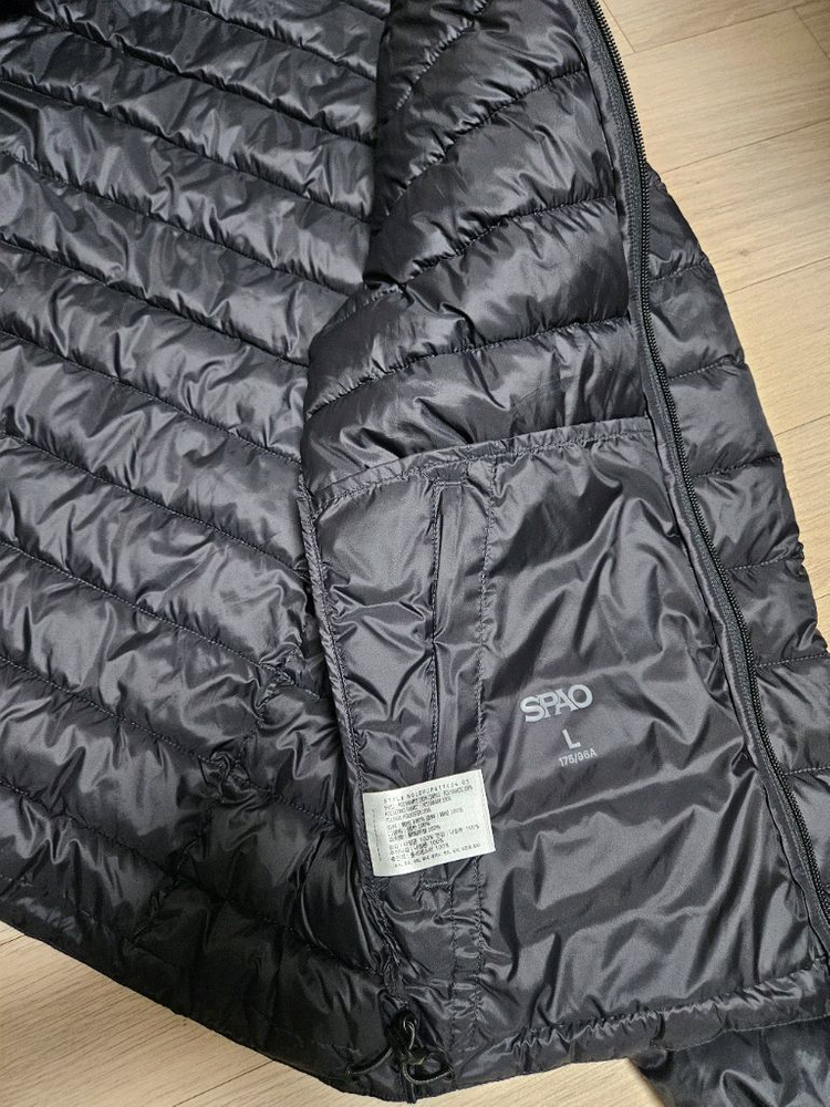 스파오 씬라이트 후드 재킷 경량패딩 블랙L (미착용)--6