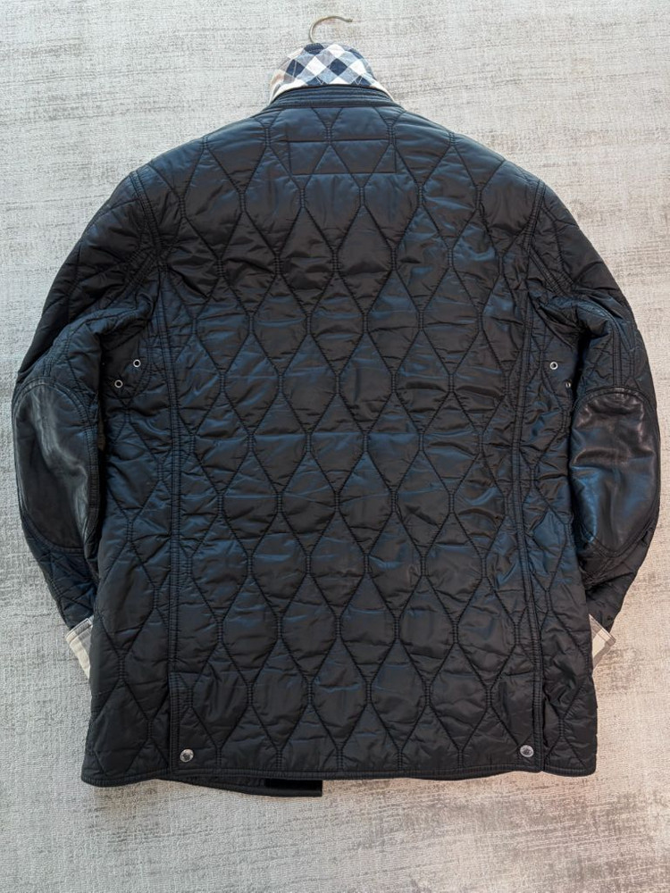 버버리 코듀로이 카라 리얼 레더 패치 퀼팅 자켓 블랙--7