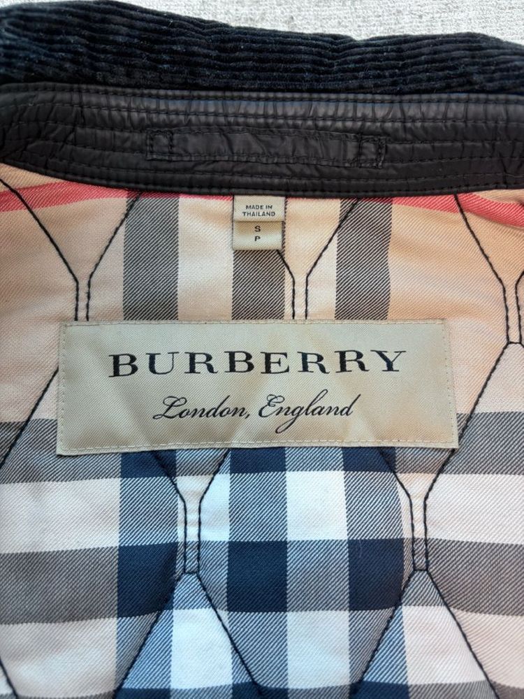 버버리 코듀로이 카라 리얼 레더 패치 퀼팅 자켓 블랙--8