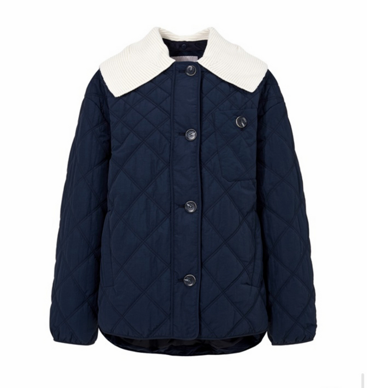 보브 니트 카라 퀼팅 점퍼 네이비 55--4