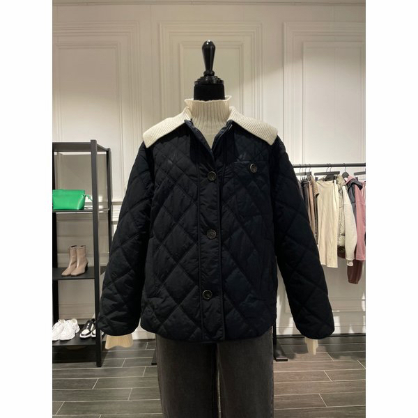 보브 니트 카라 퀼팅 점퍼 네이비 55--6