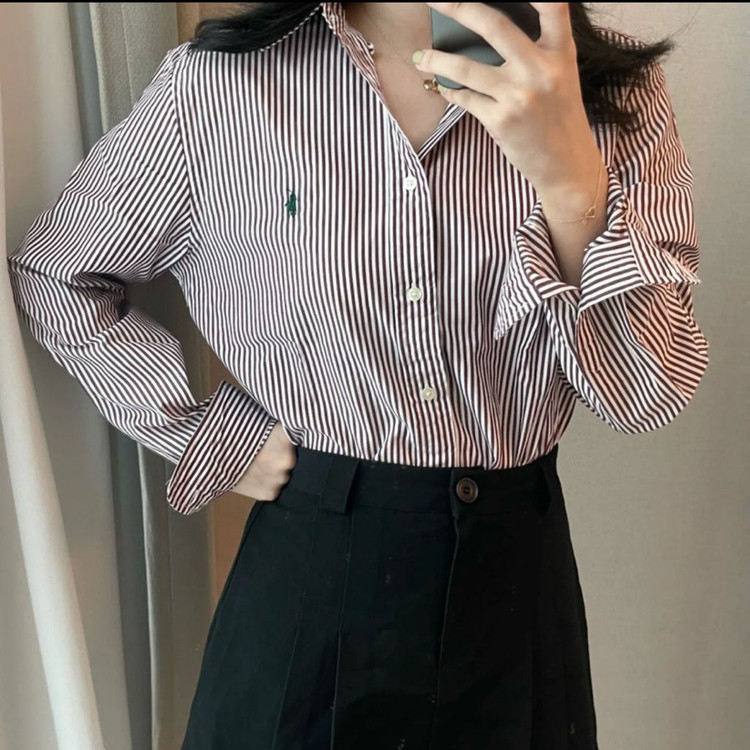 (미개봉) 폴로 보이즈 스트라이프 포플린 셔츠 L--0