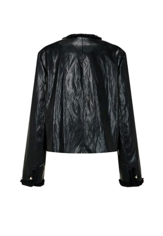 [새상품]보브(VOV ) 트위드 트림 더블 레더 자켓--1