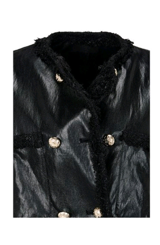 [새상품]보브(VOV ) 트위드 트림 더블 레더 자켓--3