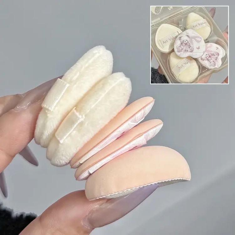 곰돌이 쿠션 미니 퍼프 핑거 세트 파우더 애기궁둥이 모찌 쫀득 이미지