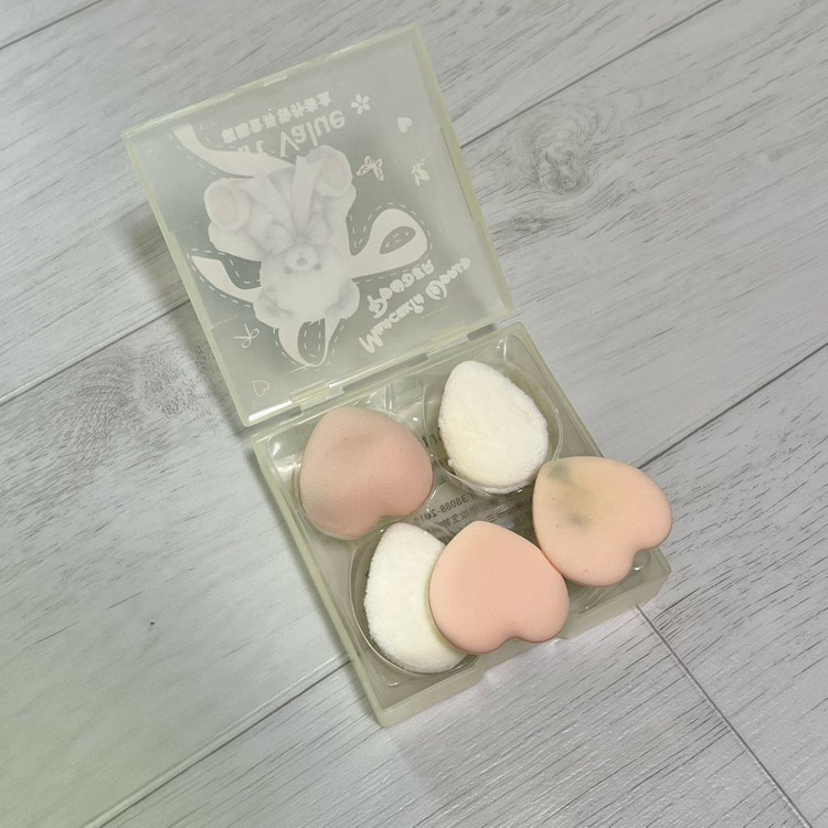 곰돌이 쿠션 미니 퍼프 핑거 세트 파우더 애기궁둥이 모찌 쫀득 이미지