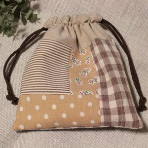 핸드메이드 패치워크 스트링 파우치
