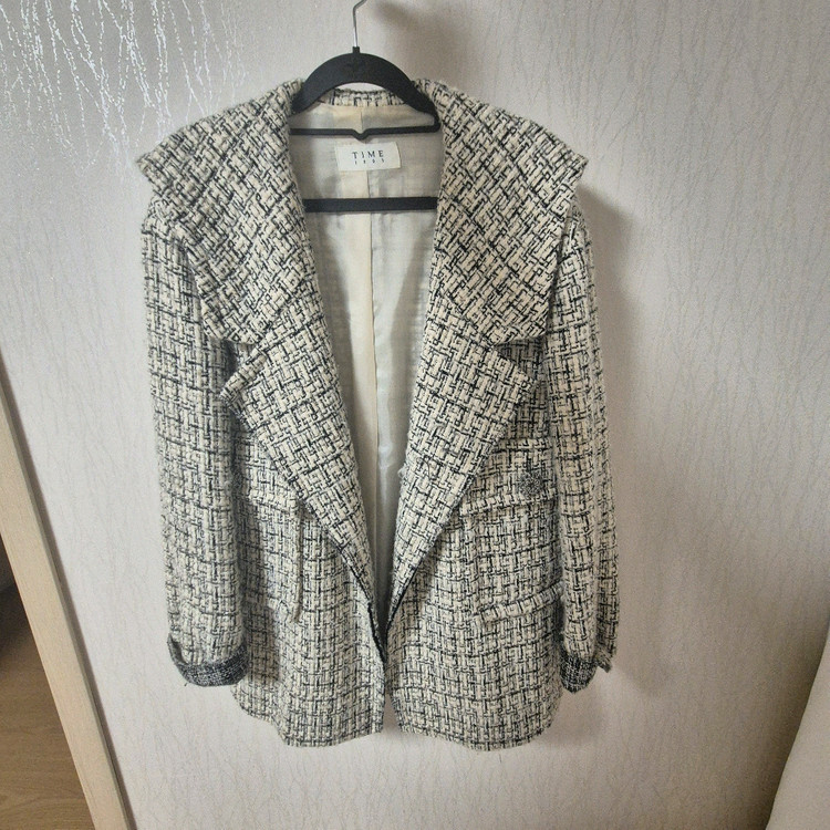 TIME 체크 트위드 자켓--4