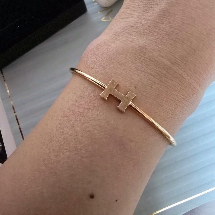 18k핑크골드 와이어 뱅글 팔찌--7