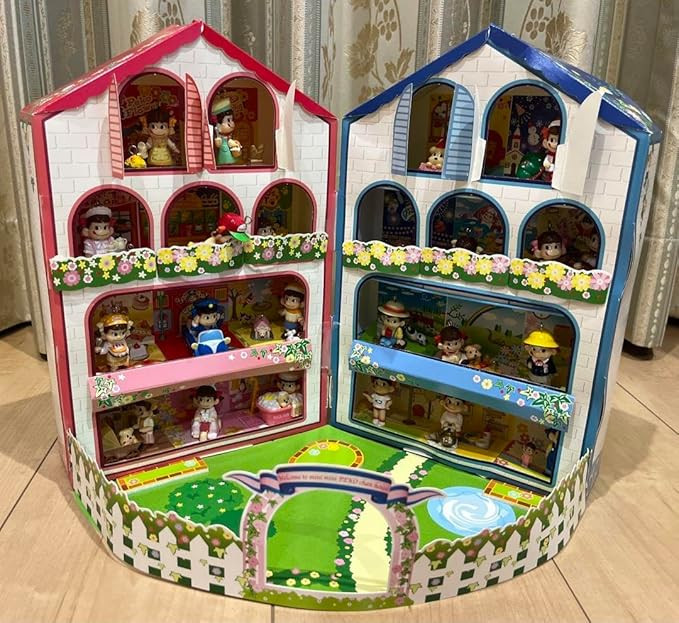 후지야 페코짱 peko 롱 천수건 페코 포코 방울 수레 장난감 크리스탈 유리 인형 4점 페코 포코 랜드 하우스--9