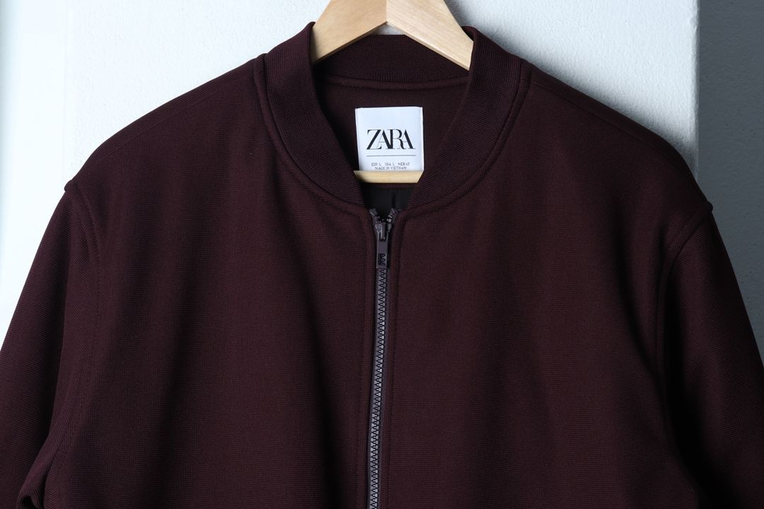 (L-XL) 자라 집업 바람막이 점퍼자켓 봄버 버건디--2