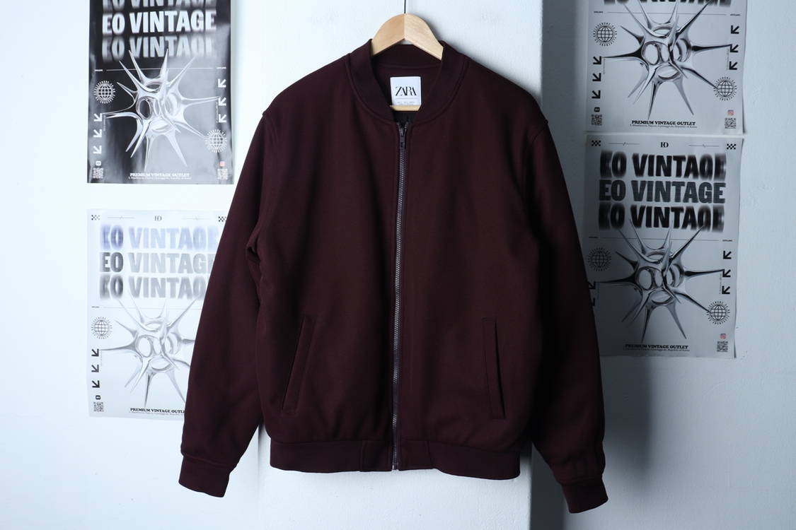 (L-XL) 자라 집업 바람막이 점퍼자켓 봄버 버건디--1