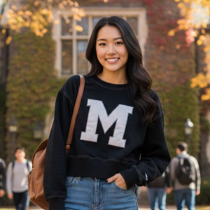 마크엠 스티치 크롭 스웨트셔츠 M 블랙 이미지