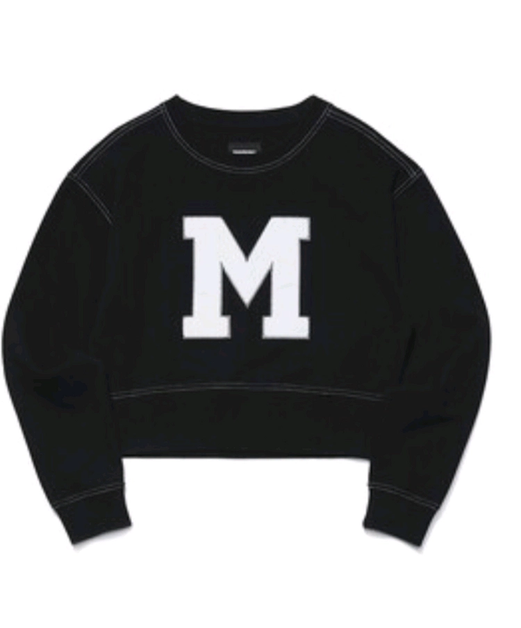 마크엠 스티치 크롭 스웨트셔츠 M 블랙 이미지