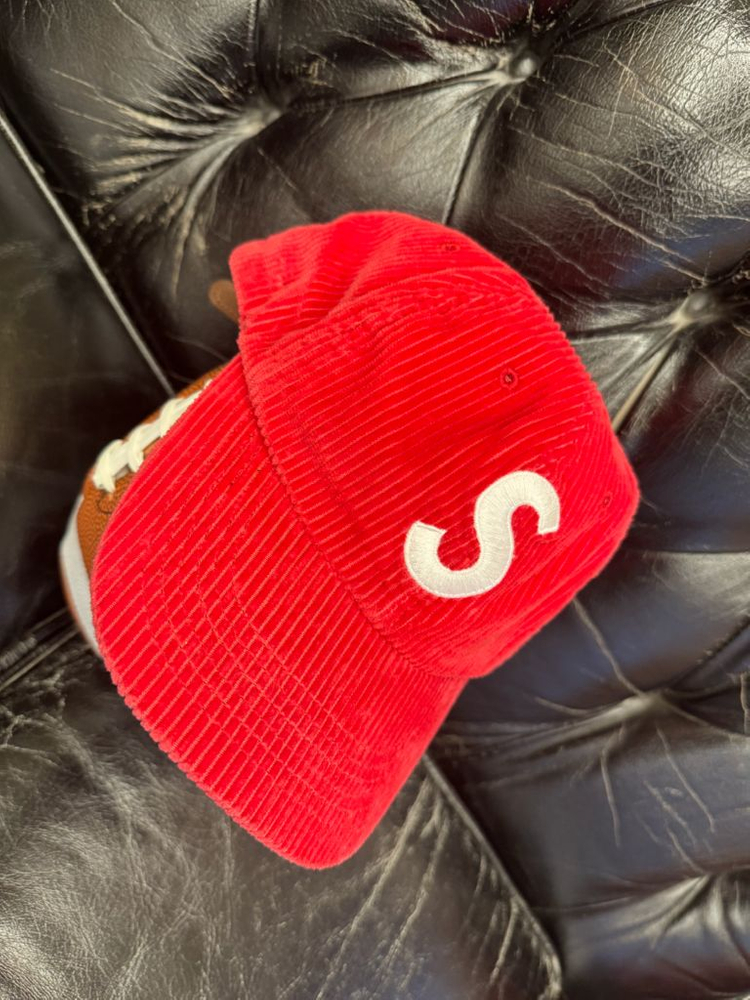 슈프림 코듀로이 레드 볼캡--4