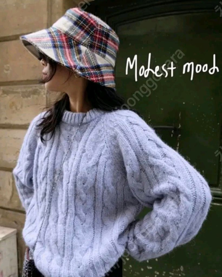 모데스트 무드 잉글랜드 체크 버킷햇--1