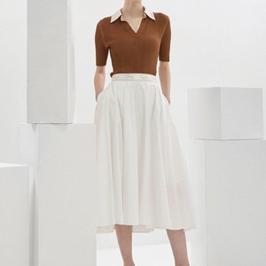 [타임] 글리터 로고 밴딩 플레어 스커트