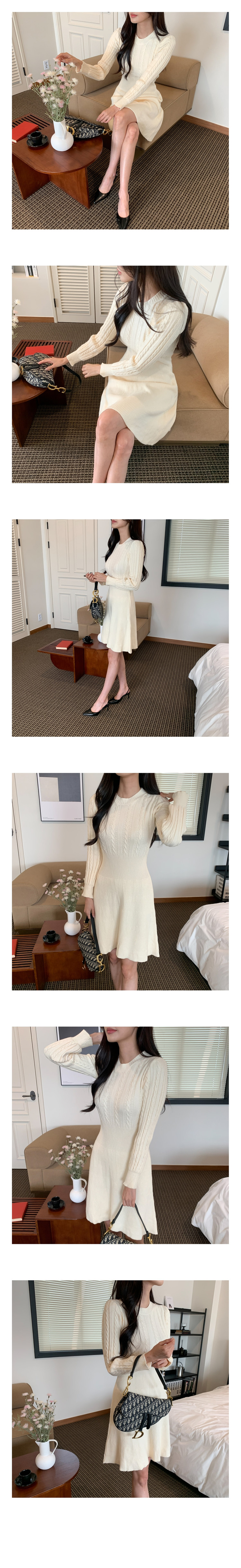 [새상품] 가을 버니 꽈배기 니트 미니 원피스--2