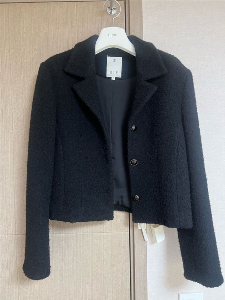 시에 에린 부클레 트위드 자켓 블랙 S--1