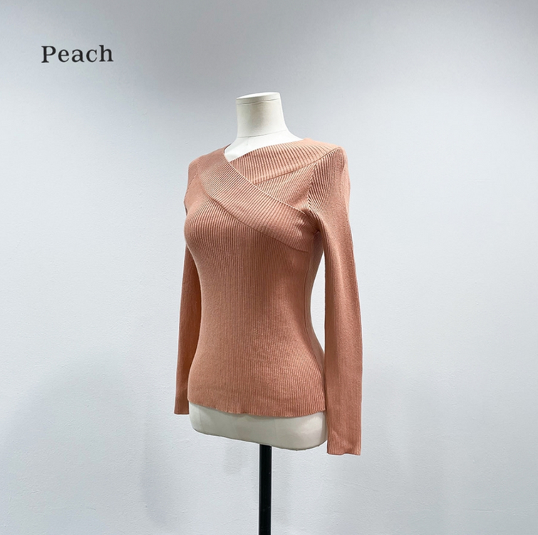 [새상품] 랜치 오프숄더 골지 니트 (아이보리/피치/블랙)--2