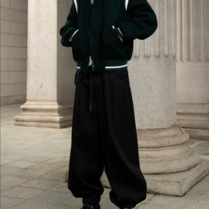 [새상품] 44) 엘무드 프레피 스타디움 바시티 재킷 딥 그린