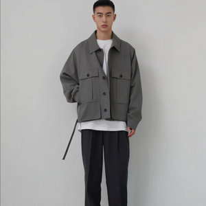 [새상품] S) 주앙옴므 카고 크롭 자켓 블루종 그레이