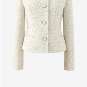 시에 비아 라운드넥 트위드 자켓 블랙믹스 s