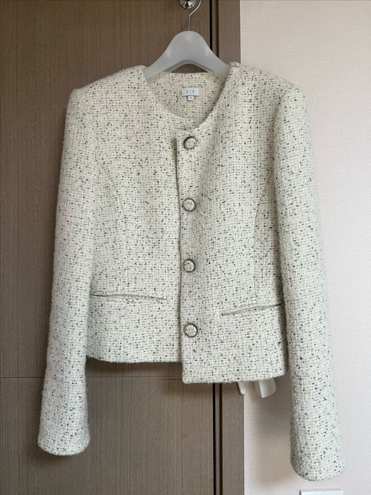 시에 비아 라운드넥 트위드 자켓 블랙믹스 s--1