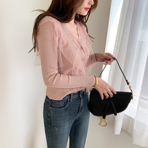 [새상품] 망사 날개 슬림 니트 가디건