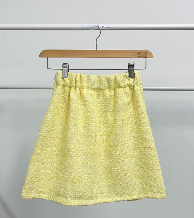 [새상품] 트위드 주름 핀턱 미니 스커트(블랙/옐로우)--4