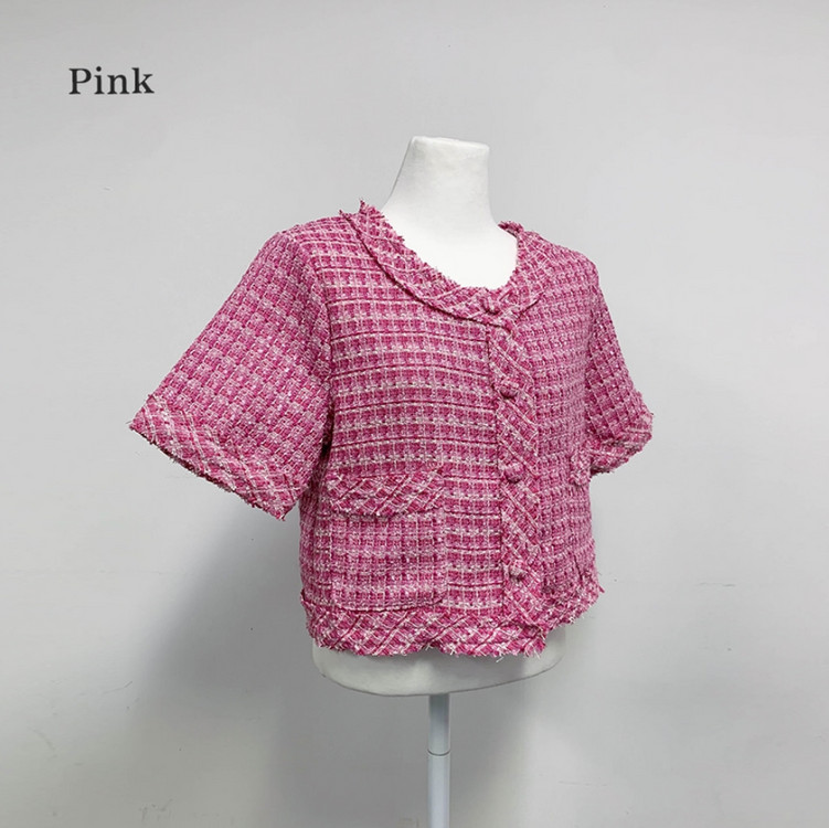 [새상품] 세인트 컬러 트위드 반팔 자켓--1