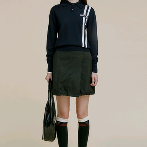 새상품) 럭키마르쉐 스트링 벌룬 미니 스커트 치마 블랙