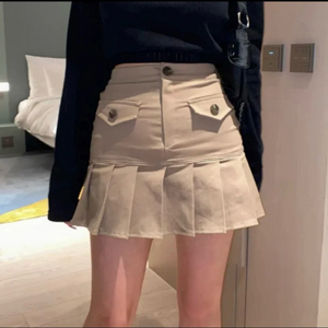 베이지 포켓 테니스 미니 스커트