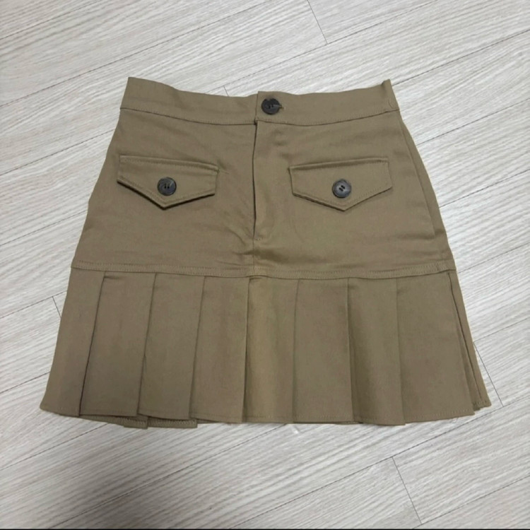 베이지 포켓 테니스 미니 스커트--5