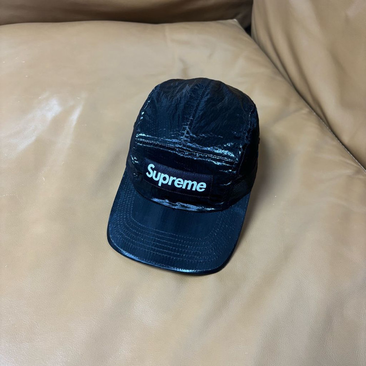 슈프림 캠프캡 모자 박스로고 23fw 글로스 립스탑 블랙--0