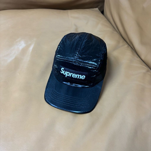 슈프림 캠프캡 모자 박스로고 23fw 글로스 립스탑 블랙