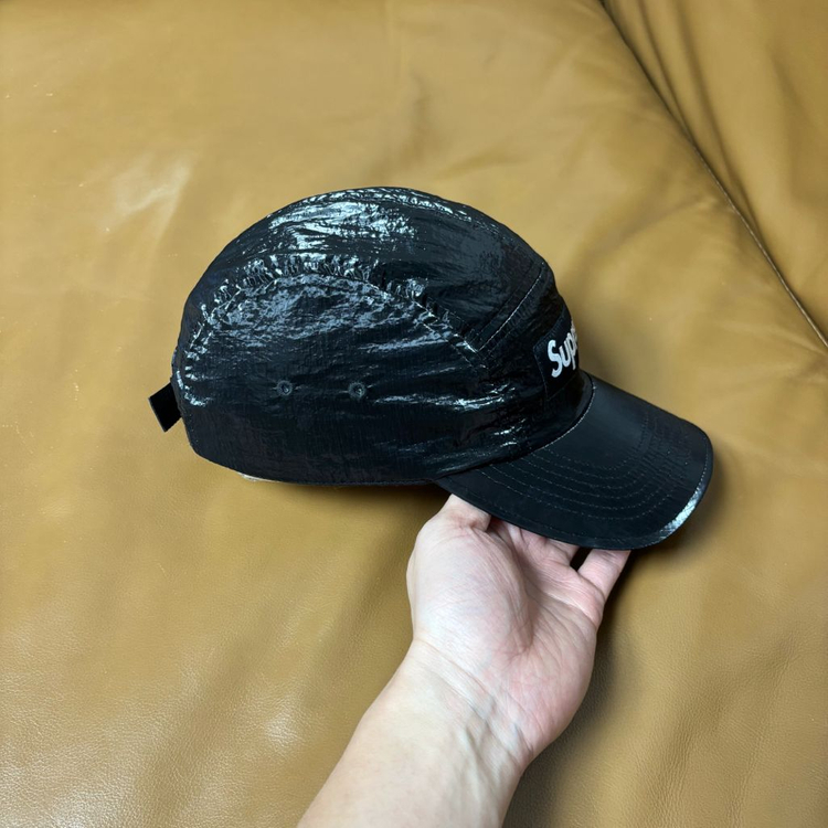 슈프림 캠프캡 모자 박스로고 23fw 글로스 립스탑 블랙--3