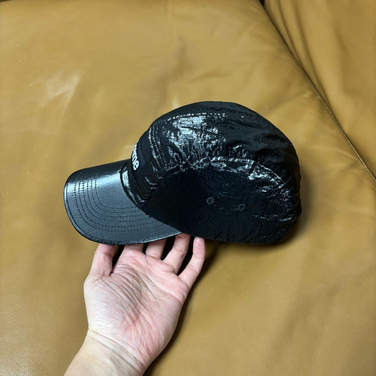 슈프림 캠프캡 모자 박스로고 23fw 글로스 립스탑 블랙--4