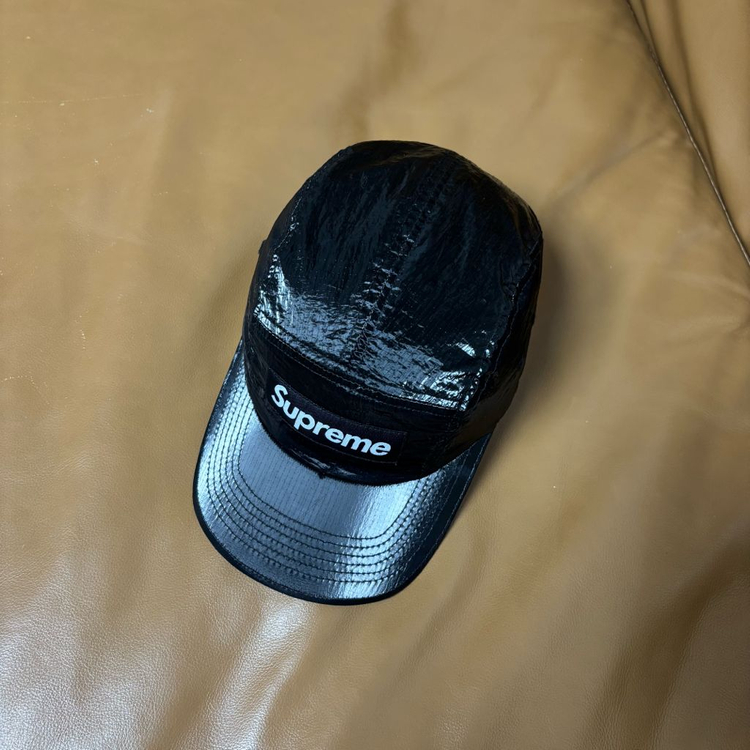 슈프림 캠프캡 모자 박스로고 23fw 글로스 립스탑 블랙--5