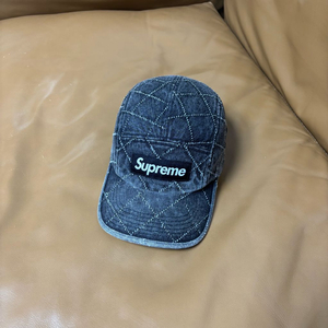 슈프림 캠프캡 모자 박스로고 23fw 펀치드 데님 블랙