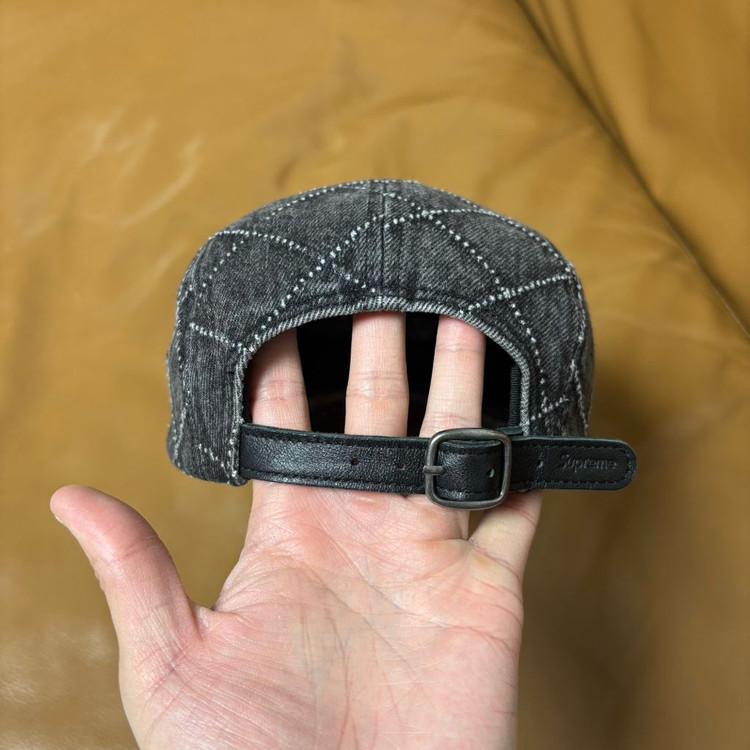 슈프림 캠프캡 모자 박스로고 23fw 펀치드 데님 블랙--7