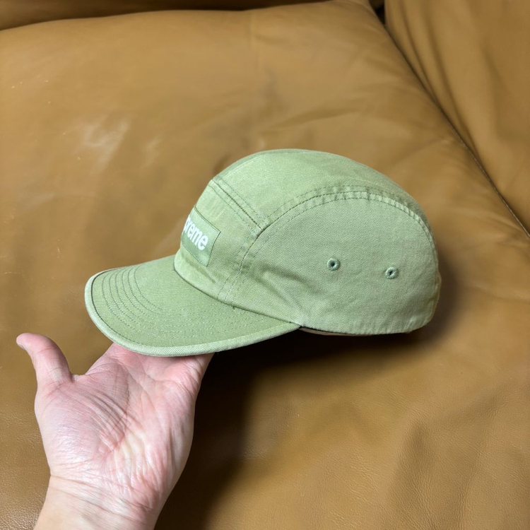 슈프림 캠프캡 모자 박스로고 24ss 워시드 치노 올리브--4